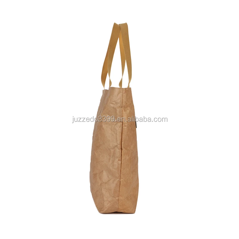 GRS certificate Low price zipper closure Portable Eco-friendly recycled tyvek paper tote shopping bag