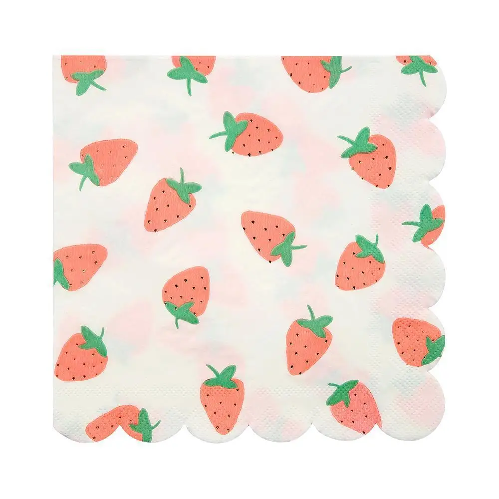 
Reusable Party Tableware Sets Disposable Colorful Strawberry Paper Plates Sets 