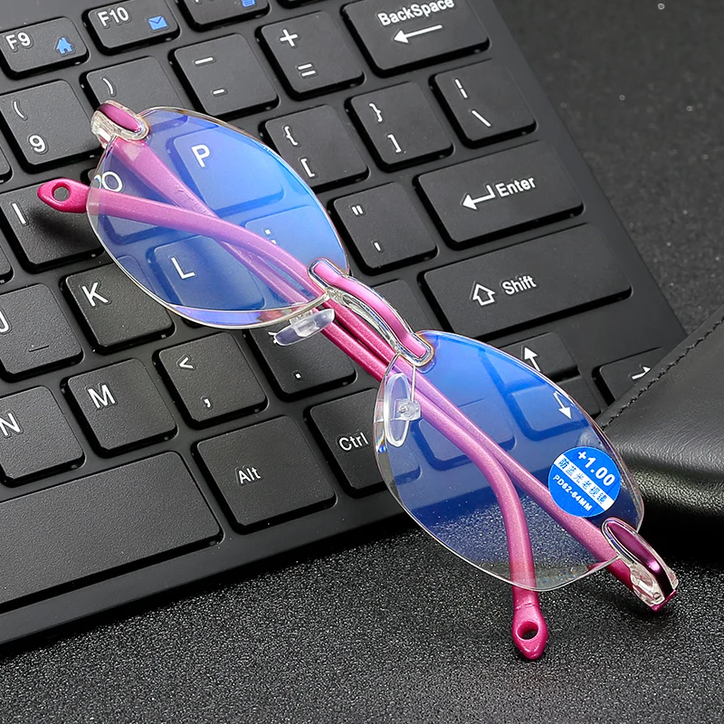 High Quality Rectangular Readers Portable Rimless Reading Glasses for Women