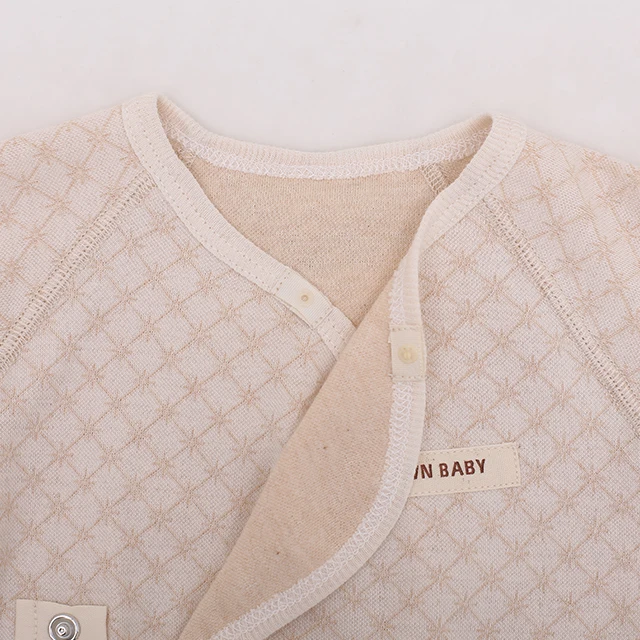 
Organic cotton jacquard stars print single breasted newborn baby sleeping clothing set 