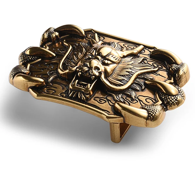 Die casting western belt buckles,40mm inner size 3D finish dragon head zinc alloy buckle
