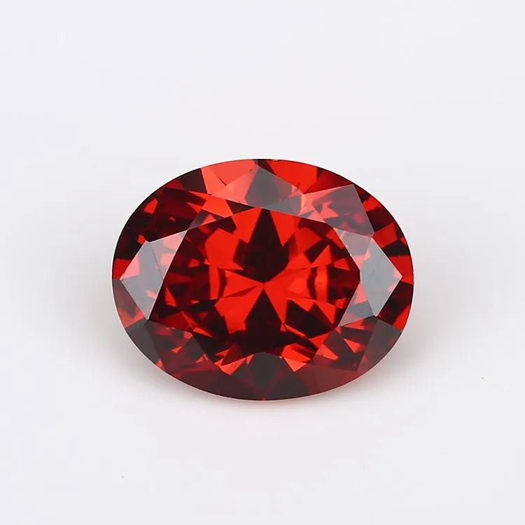Wuzhou oval red cz stone Jiangyuan gems