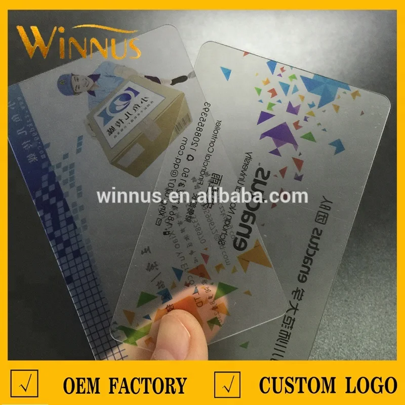 cheap printing clear plastic material transparent pvc business card