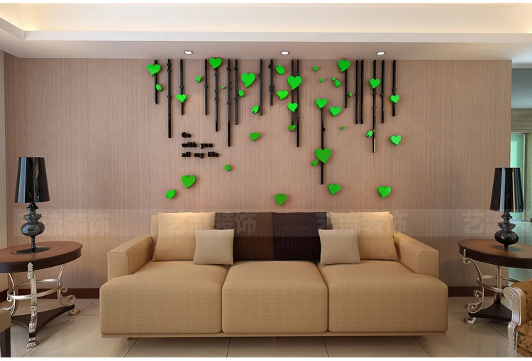 Home Interior decoration wall decal TV background living room heart shaped 3d self-adhesive wall stickers