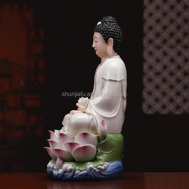Sitting Style Wholesale Religious Crafts Statue Porcelain Figurine Ceramic Laughing Buddha
