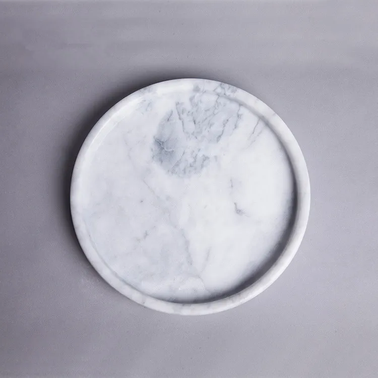 
Custom circular marble one-piece serving tray 