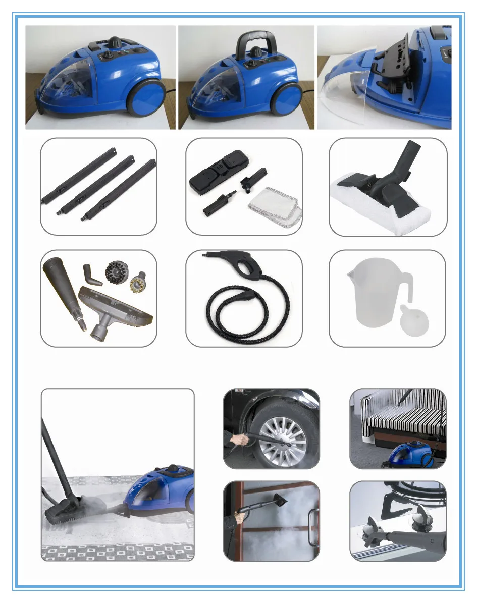 V-MART Multi-purpose Pressurized mobile Steam Cleaner with various attachments