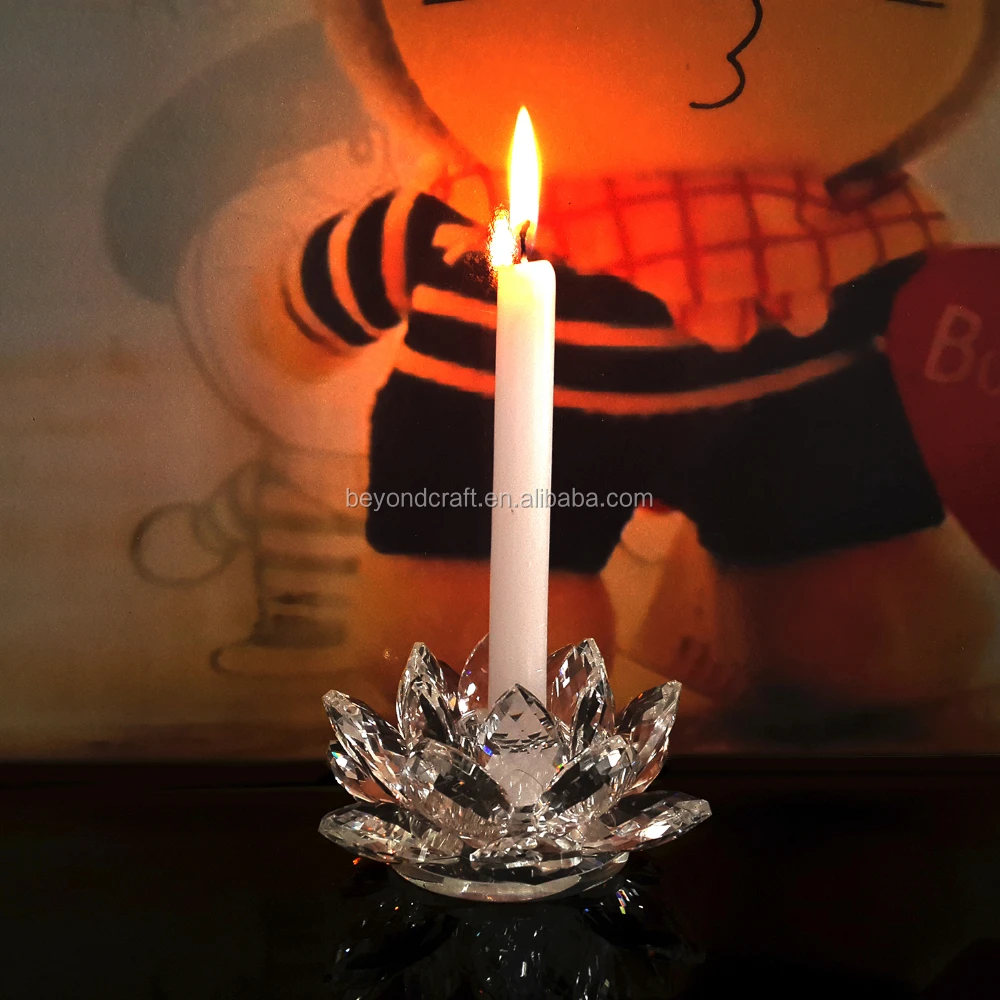 Romantic wholesale crystal lotus flower candle holder for wedding favors