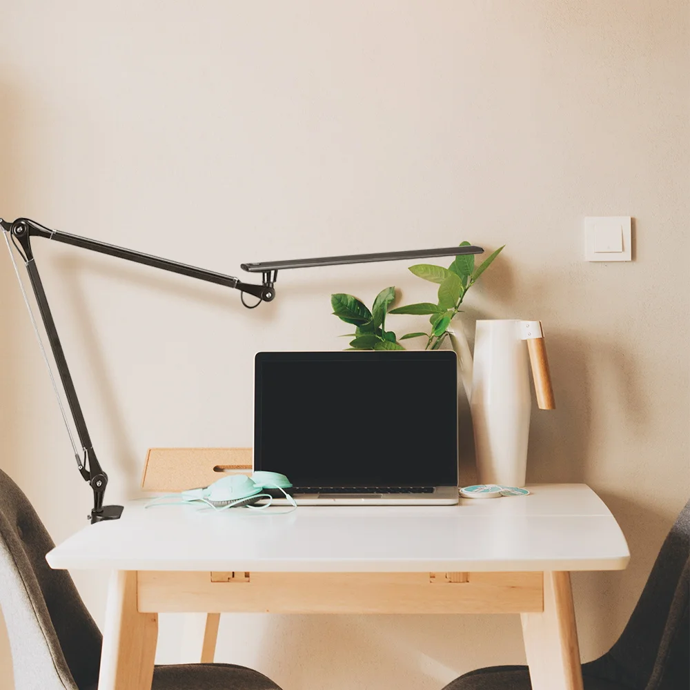 Metal Architect LED Desk Lamp Swing Arm Task Lamp with Clamp Eye-care Drafting Table Lamp