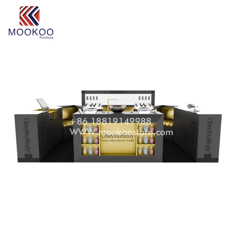 Custom High End Acrylic Glass Cosmetic Display Cabinet Make Up Kiosk For Sale