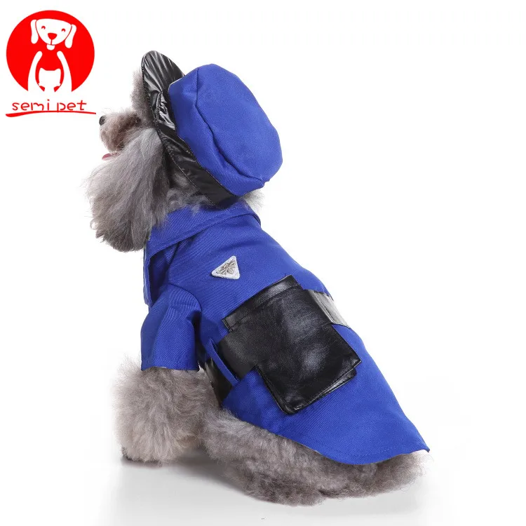 Pet Dog Cat Costumes Cool Police Uniform Coat Halloween Cosplay Clothes For Puppy Dogs Theme Party Dressing Up