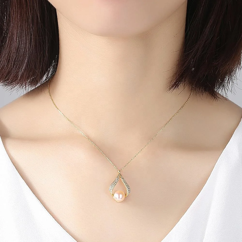 CZCITY Dainty Gold Chain 925 Sterling Silver Woman Natural Freshwater Necklace Jewelry Custom Pearl Pendant