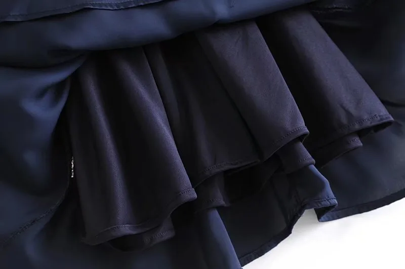 OEM ODM Clothing Woman Sexy See Through Navy Long Sleeve Deep V Neck BOHO Beach Dress