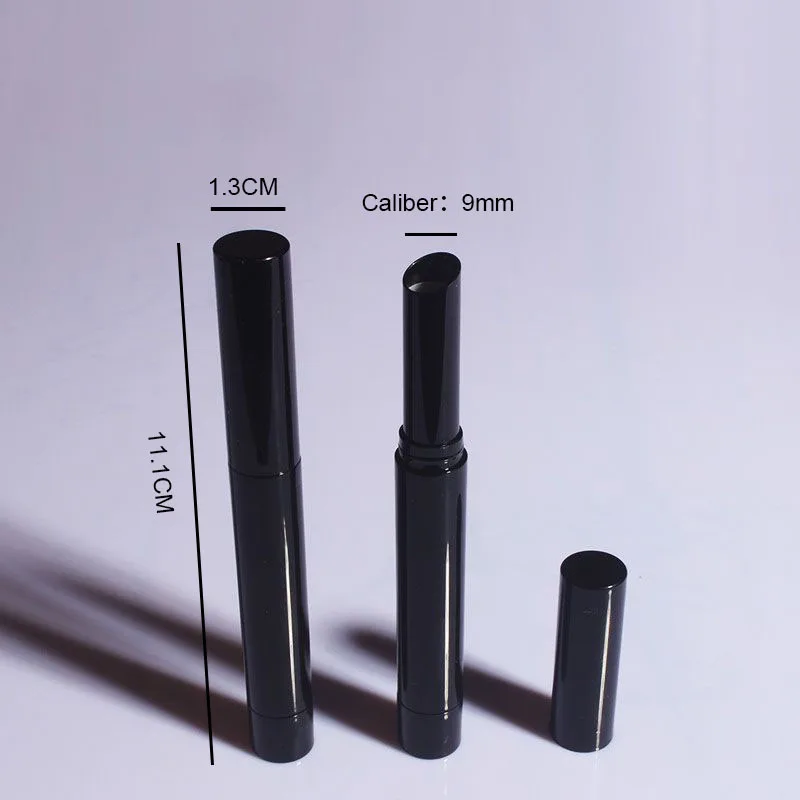 Wholesale long and thin empty black slim round lipstick tube