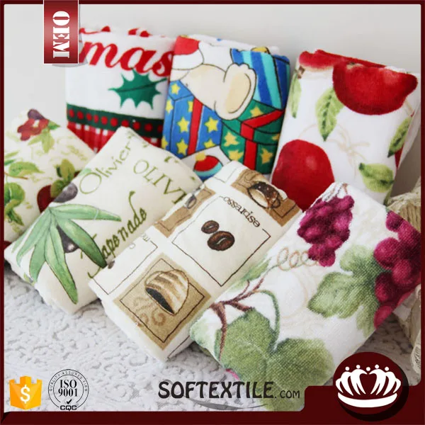 100%cotton 32s/2 velour printed customized kitchen tea towels