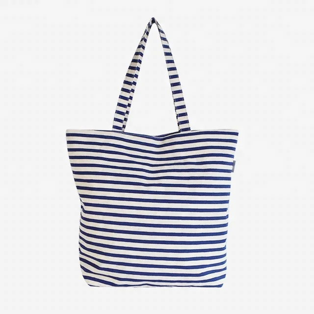 
marine style stripe beach tote bag women canvas tote bag 