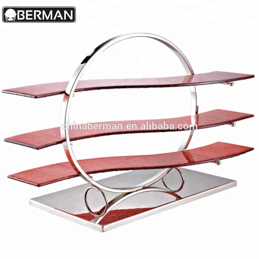 Catering & hospitality high tea restaurant mirror three layer buffet cake stand used catering equipment for sale in guangzhou