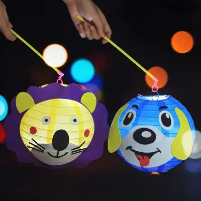 3-24 Inch Wholesale Eco-friendly Multi-colored paper lantern with led lights paper lantern lights led