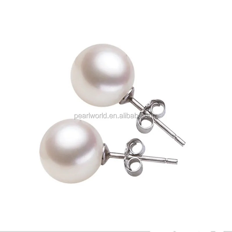 FEIRUN 6.5-7mm round 3A natural freshwater pearl earring real pearl, 925 silver earring pearl, big natural pearl earring