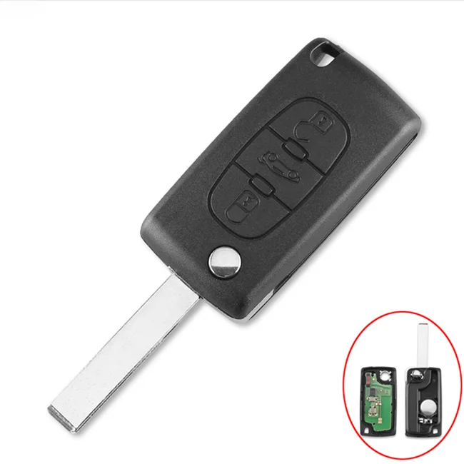 Car Remote Flip Key For PEUGEOT 207 208 307 308 408 Partner Keyless Entry HU83 Blade CE0536 433-MHz Circuit Board