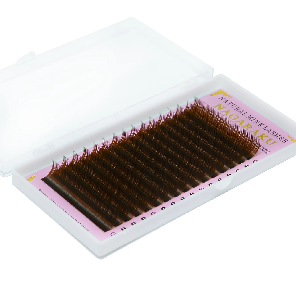 NAGARAKU wholesale dark brown color silk eyelash extension individual eyelash dark brown eyelash extension