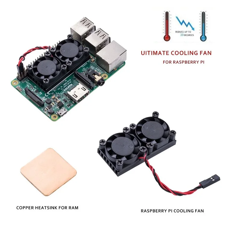 Лидер продаж Raspberry Pi 3 двойной вентилятор с радиатором для охлаждающий