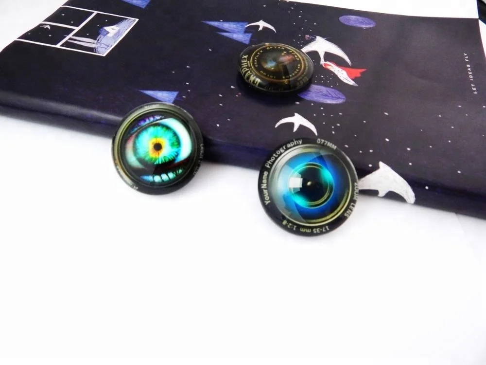 Wholesale customized hot sale round fridge magnets evil eye beads camera glass magnet fridge