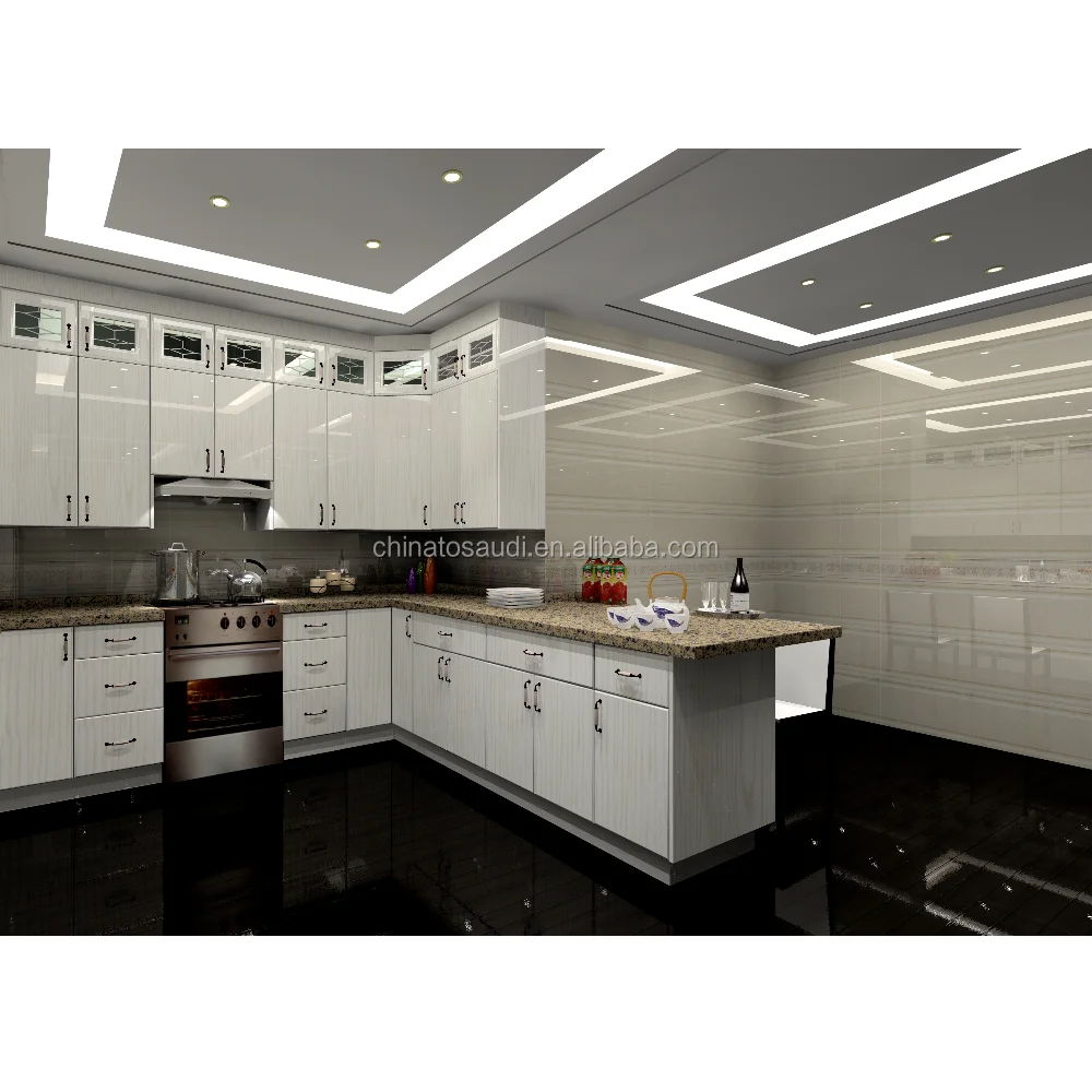 
Guangzhou factory export Italy style melamine modular kitchen cabinet design 