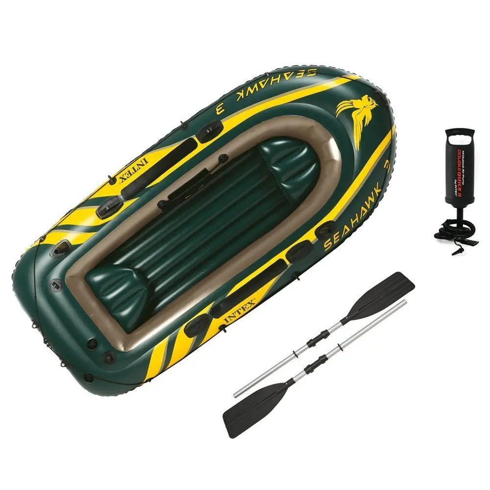 INTEX 68380 Excursion Seahawk 3 Person  Oars And Pump Inflatable  Dinghy Fishing Raft Boats  Set