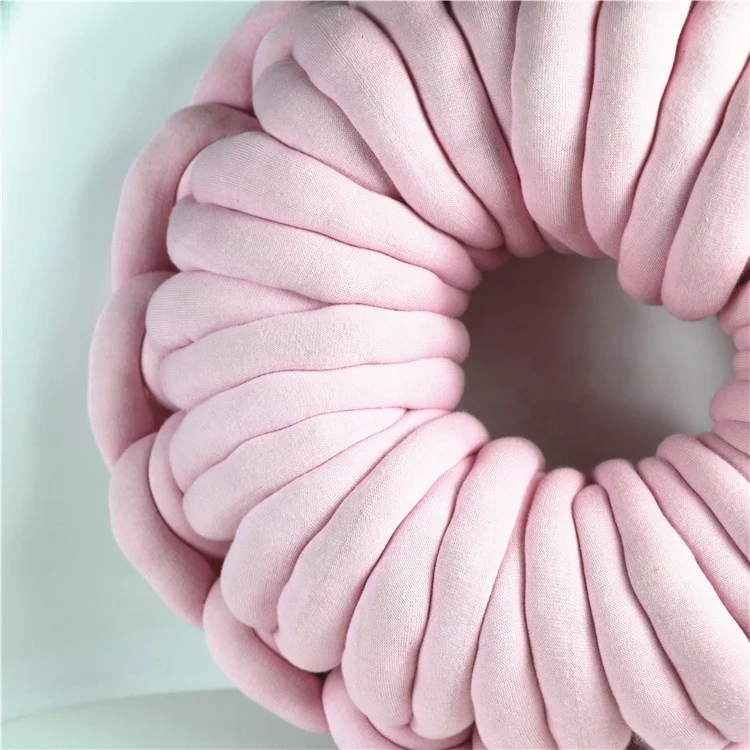 Chunky Knit Throw Pillow Hand Knitted Round O -  Cushion for Home Decor