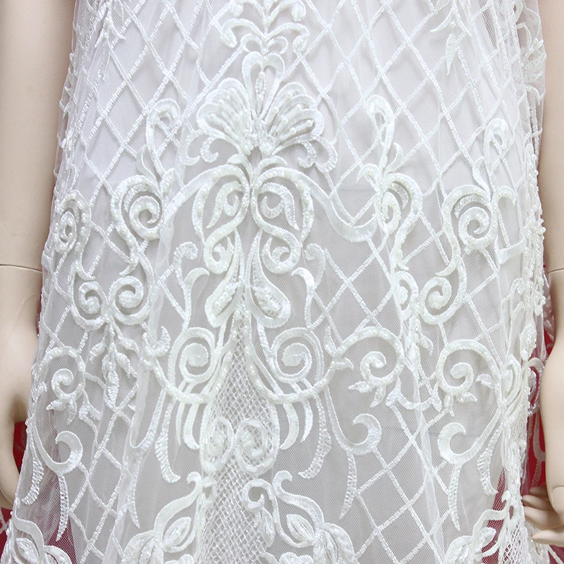 2019 New Style  Floral Embroidery Lace Fabric/Lace Wedding Dress with Embroidery