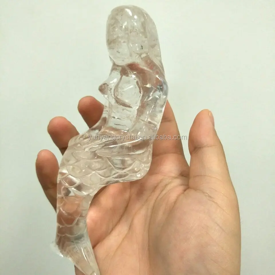 New natural beautiful clear quartz crystal carving mermaid statue for sale