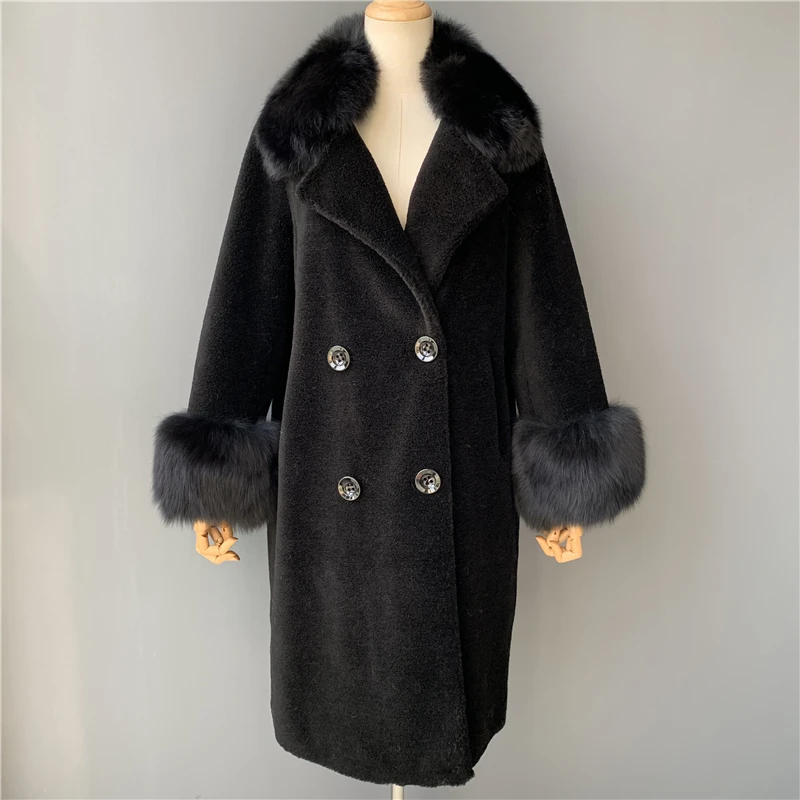 Mao Mao Fur Hot Sell Fashion Women Real Sheep Wool Coat Winter Warm Teddy Bear  Coat for Women