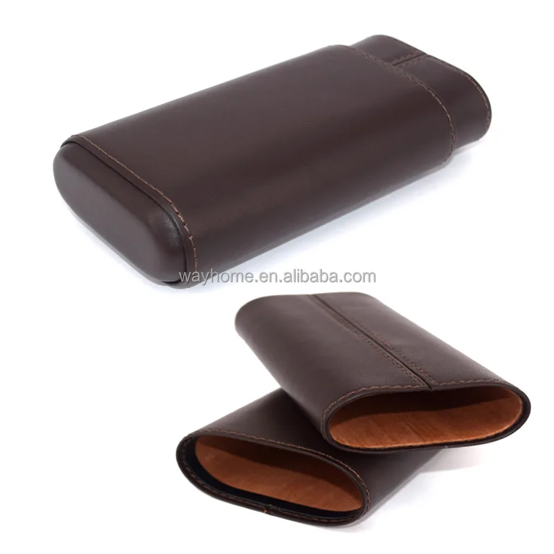 High  quality Cigar Case  suit Leather Cigar Holder Cedar Inside for Dark Brown Color CL-010BBR