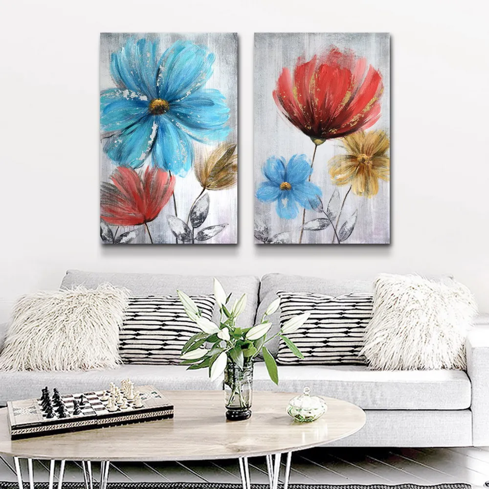 Handmade wall decoration painting flower painting on canvas