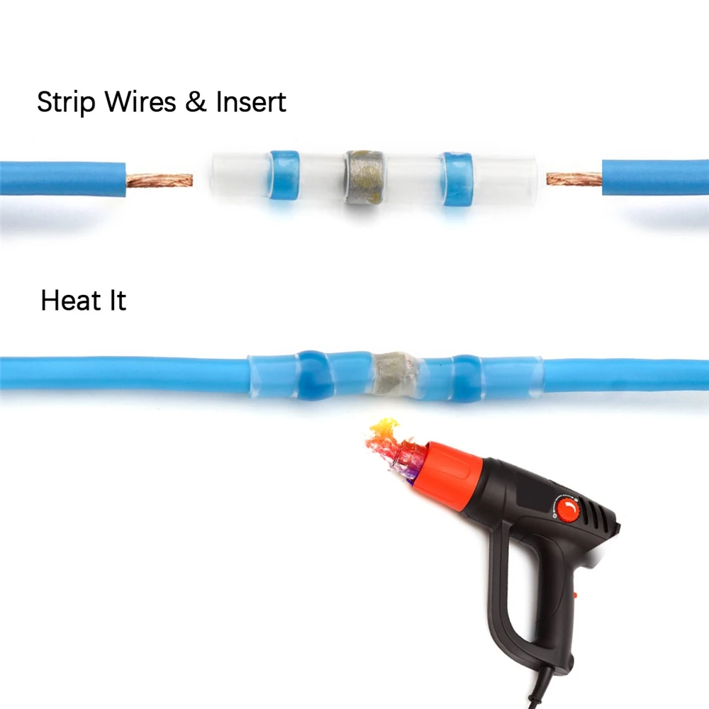 China manufacturer 100 pcs solder sleeves for wire electrical cable seal heat shrink butt terminal connector with great price