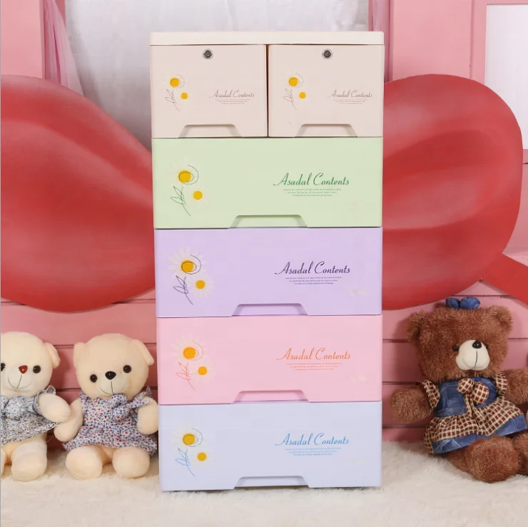 
5 Tier Cheap Plastic Storage Shelf Drawers Baby Storage Cabinet 