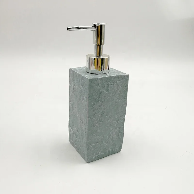 Lotion Dispenser Popular Square Stone Effect Bathroom Product Polyresin Hand Soap Dispenser Lotion Dispenser & Hotel Accessories