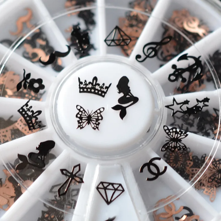 Black Gold 3d nail art bijoux ongles strass ongles decoracion de unas nail glitter decorazioni unghie