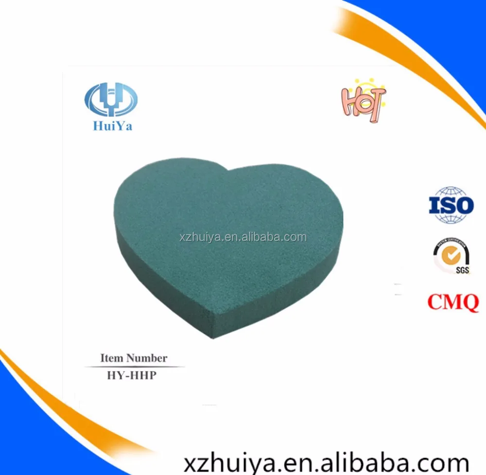 Hebei huiya heart shape floral foam for flower box, wet floral foam wholesale flower arrange usd in plant