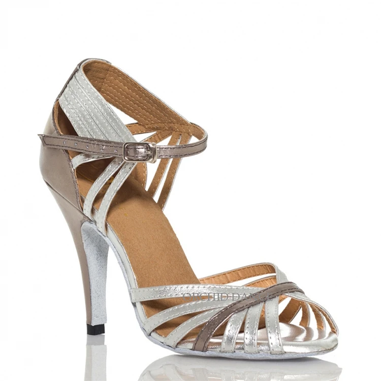 
Silver Fashion Lady Latin Shoes Good Support Various Heels 