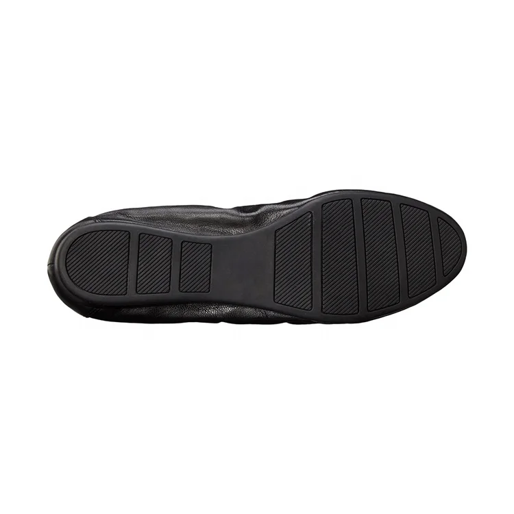 2019 classic round toe soft leather flat ballet women shoes with foldable