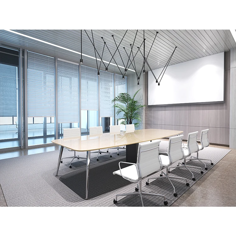 
Modern office furniture black tempered oval end glass conference table 