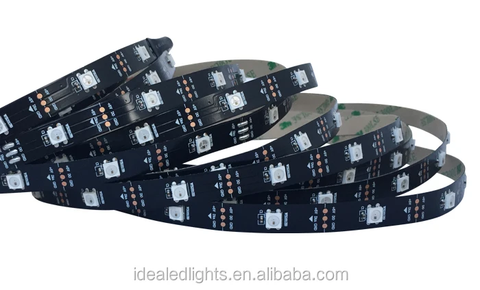 DC5V Black PCB Digital Programmable Addressable ws 2812b RGB Led Flexible Strip with 30 leds