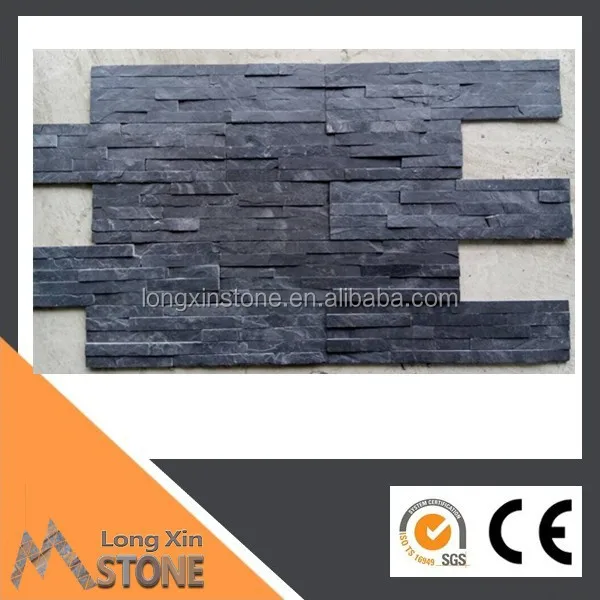 China cheap black slate stone wall decoration tiles 150X600 mm