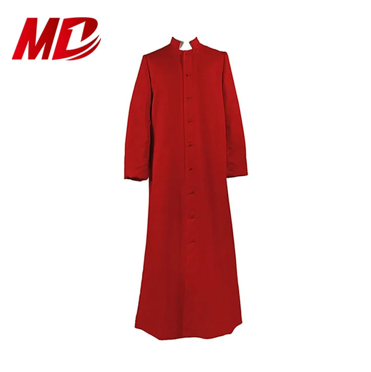 Matte Roman Red choir robe adult clergy clothing church dress single breasted cassock with a vent on the back