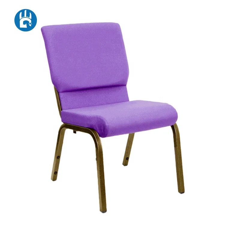 Металлический стул из синей ткани для театра, церкви