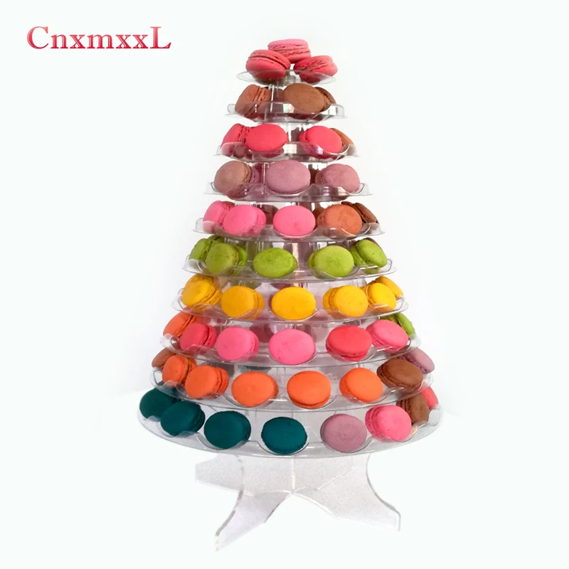 Clear plastic new 10 tier macaron tower display stand with acrylic base