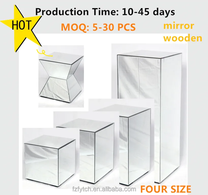 5 Sided Fancy Side Table/ Plant Stands/ Glass Telephone Table Cube Mirrored Pedestal