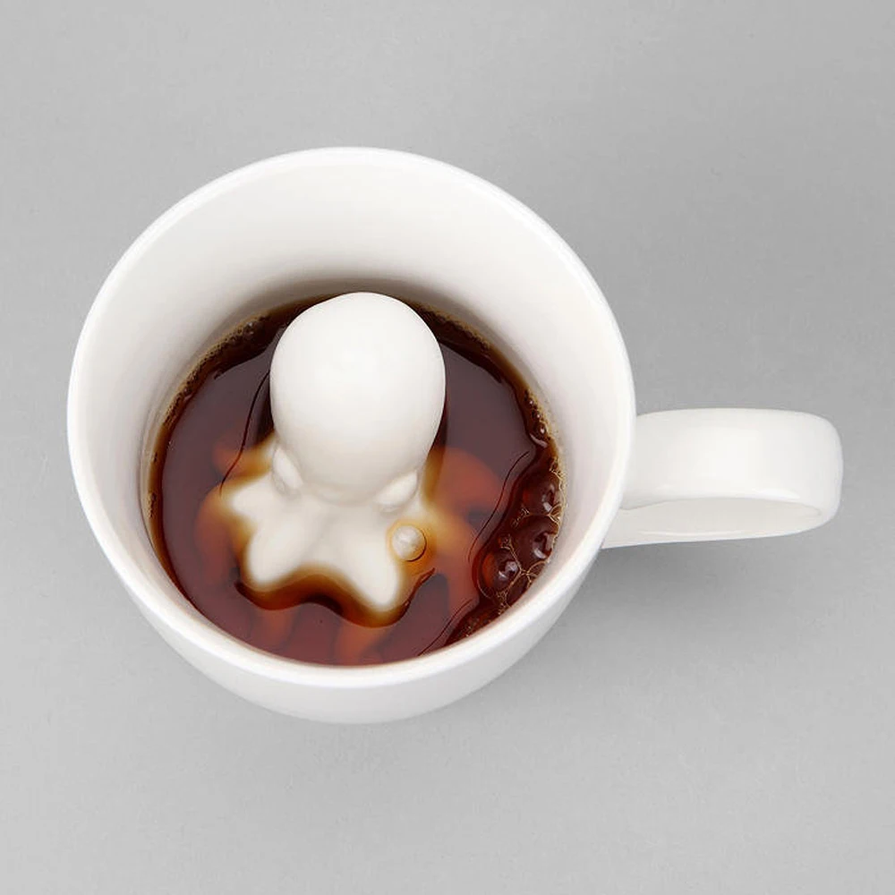 UCHOME 3D gift promotion inner octopus figure ceramic mug cup for coffee
